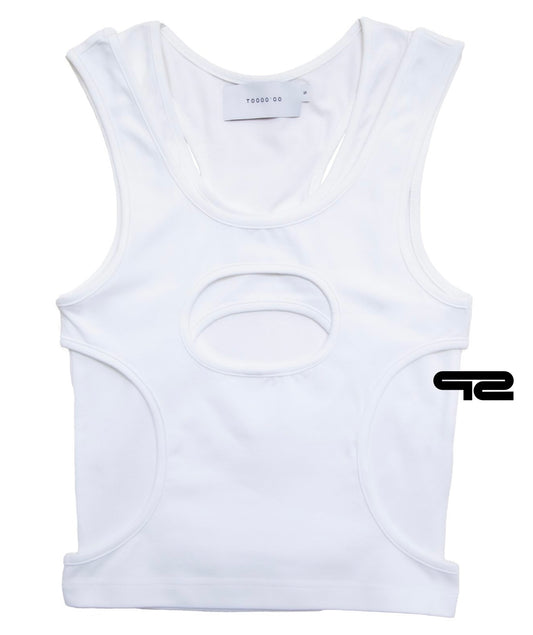 Two Layer Oval Tank Top White