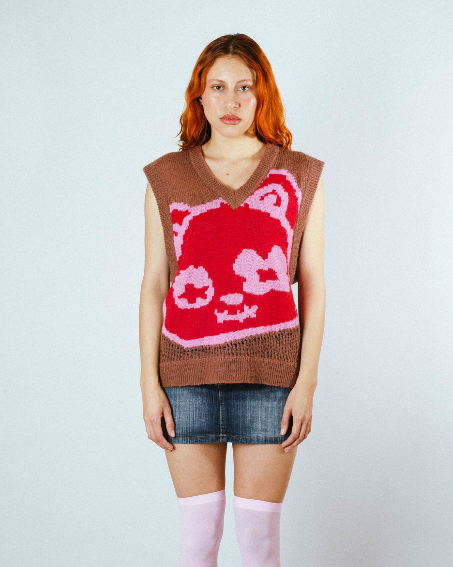 BIBI BROWN KNIT VEST