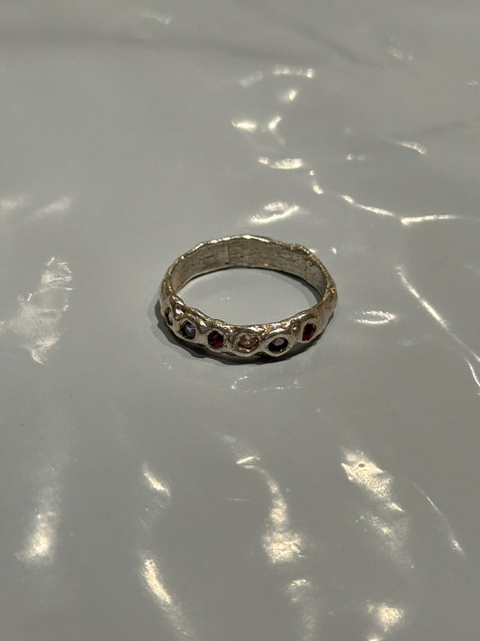 Anillo Zirconia Rubí y TURMALINA