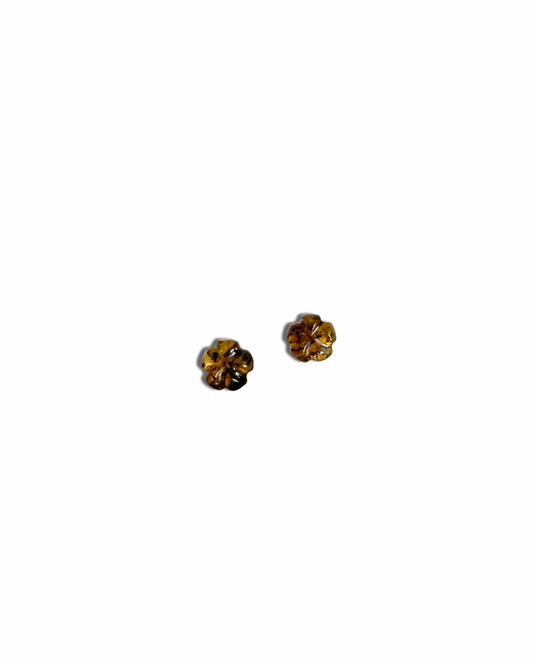 Aretes de flor con piedra Ambar