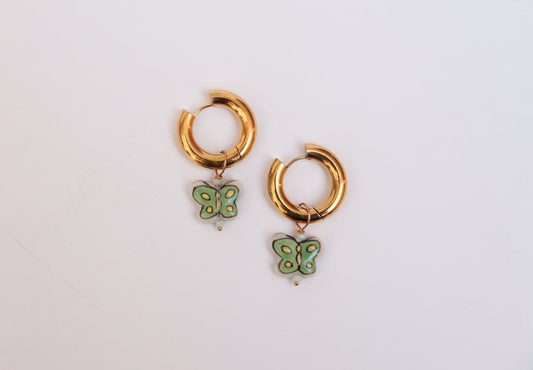 Aretes Mariposa Verde