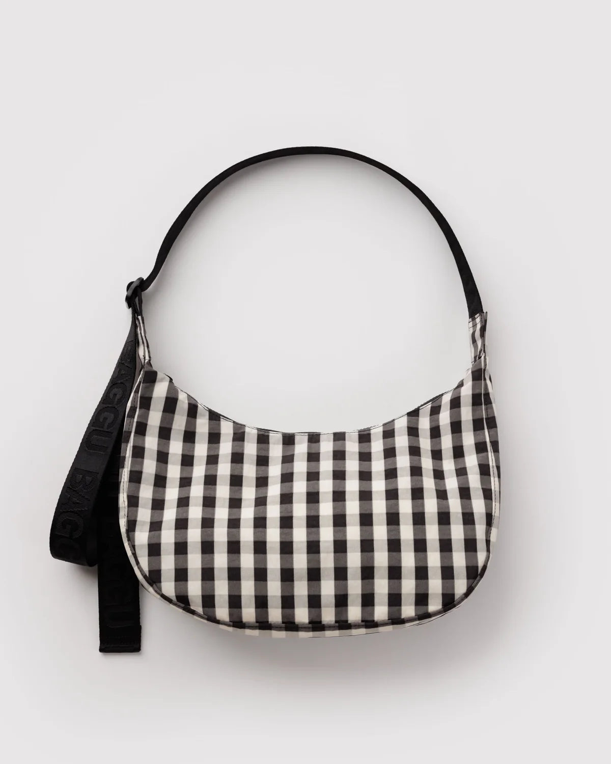Medium Crescent Bag Black and Cream Gingham