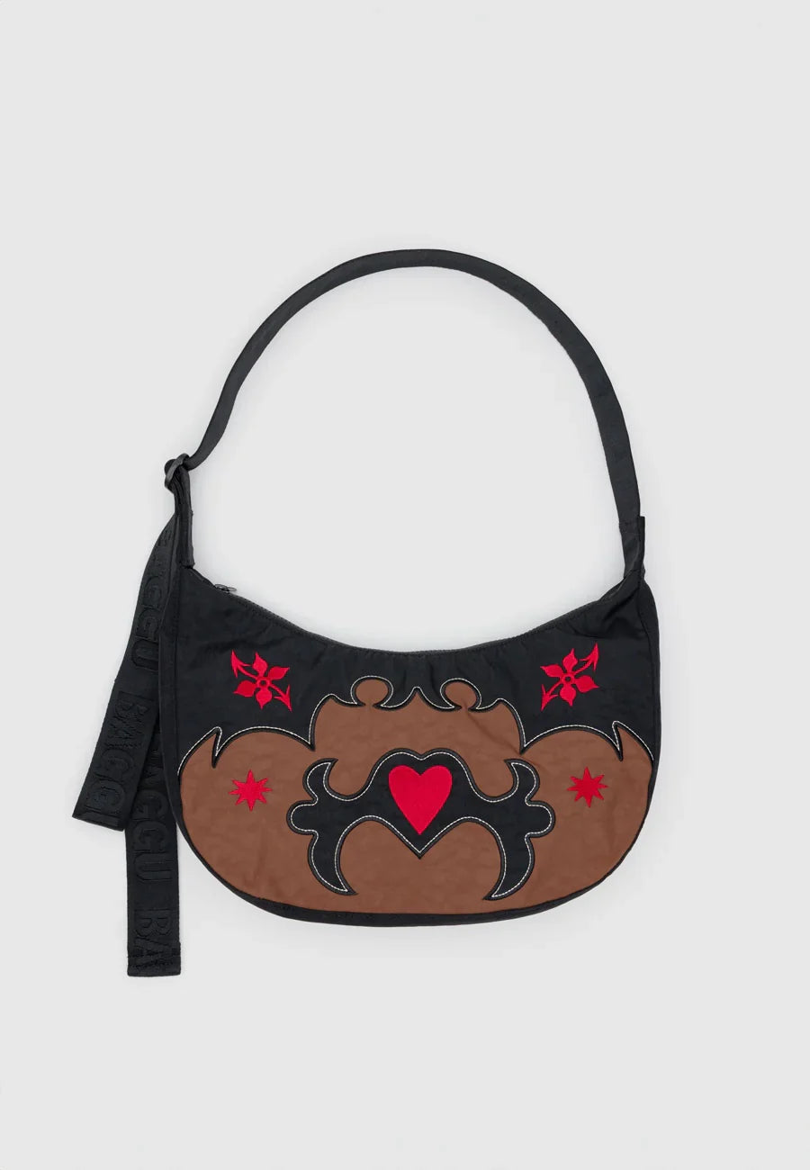 Medium Crescent Western Appliqué Bag