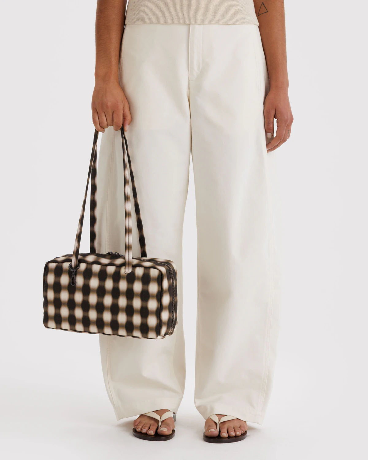Bowler Blurred Gingham Brown Bag
