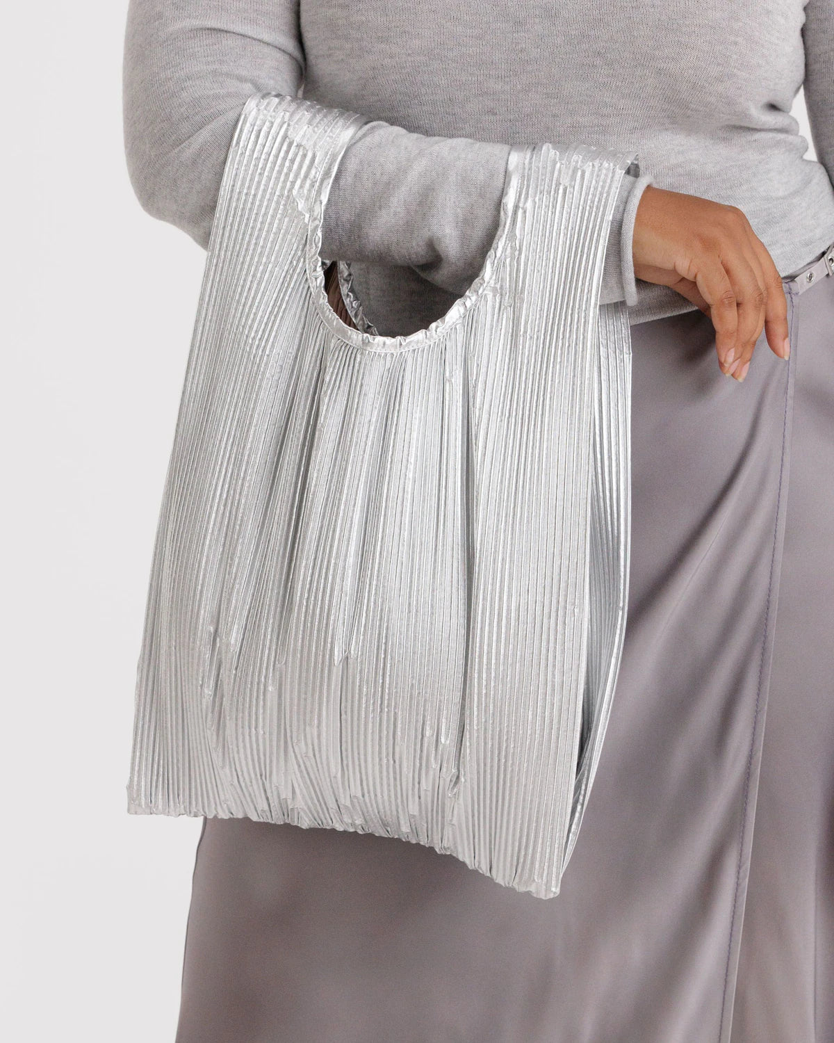 Pleated Baggu Chrome Metallic Bag