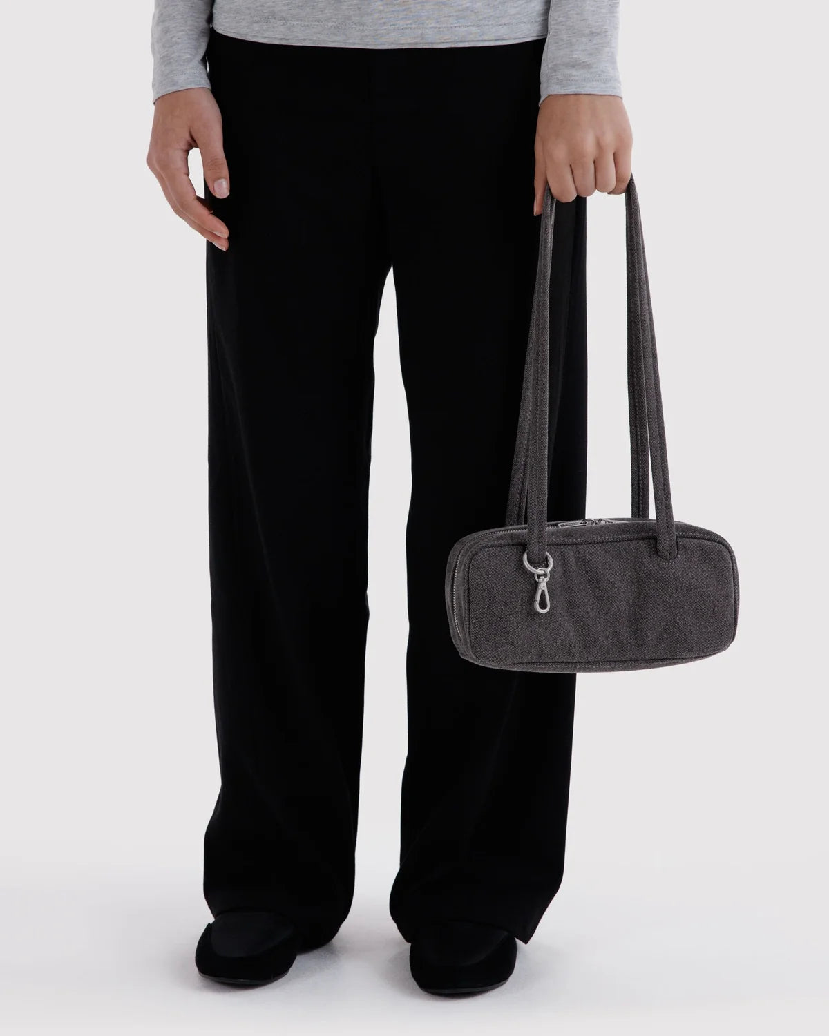 Small Denim Bowler Bag Washed Black Denim