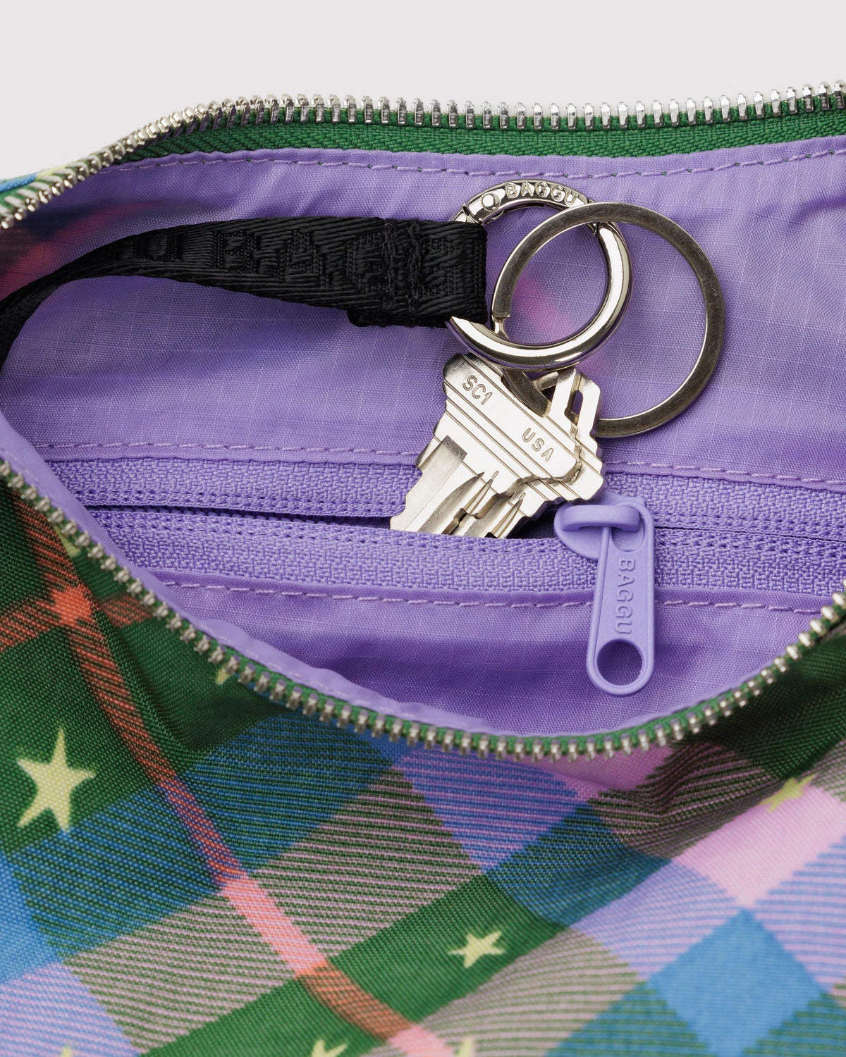 Crescent Green Starplaid Bag